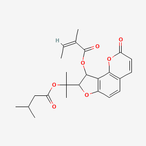 molecular formula C24H28O7 B1652372 3'-(1''-(3-Methylbutanoyl))-angeloyl vaginidiol CAS No. 143061-67-0