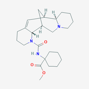 molecular formula C24H37N3O3 B1652398 Methyl 1-[[(1S,2S,9R,10R)-3,15-diazatetracyclo[7.7.1.02,7.010,15]heptadec-7-ene-3-carbonyl]amino]cyclohexane-1-carboxylate CAS No. 1435803-89-6
