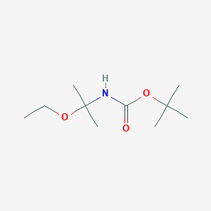 molecular formula C10H21NO3 B165241 Carbamic acid, (1-ethoxy-1-methylethyl)-, 1,1-dimethylethyl ester (9CI) CAS No. 137757-12-1