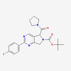 molecular formula C22H25FN4O3 B1652450 tert-Butyl 2-(4-fluorophenyl)-5-(pyrrolidine-1-carbonyl)-5,7-dihydro-6H-pyrrolo[3,4-d]pyrimidine-6-carboxylate CAS No. 1439904-36-5