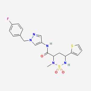 molecular formula C19H20FN5O3S2 B1652576 N-[1-(4-fluorobenzyl)-1H-pyrazol-4-yl]-2-methyl-5-(2-thienyl)-1,2,6-thiadiazinane-3-carboxamide 1,1-dioxide CAS No. 1494673-50-5