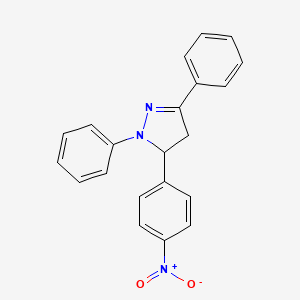 molecular formula C21H17N3O2 B1652597 5-(4-nitrophenyl)-1,3-diphenyl-4,5-dihydro-1H-pyrazole CAS No. 15115-37-4