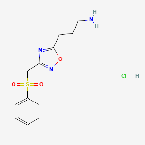 3-(3-((Phenylsulfonyl)methyl)-1,2,4-oxadiazol-5-yl)propan-1-amine hydrochloride