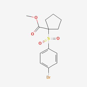 molecular formula C13H15BrO4S B1652766 Cyclopentanecarboxylic acid, 1-((4-bromophenyl)sulfonyl)-, methyl ester CAS No. 160790-07-8