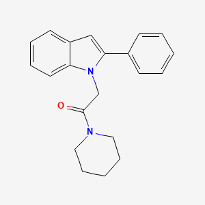 molecular formula C21H22N2O B1652918 Piperidine, 1-((2-phenyl-1H-indol-1-yl)acetyl)- CAS No. 163629-11-6