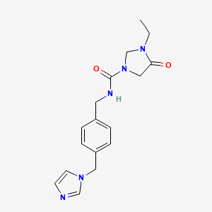molecular formula C17H21N5O2 B1653019 3-Ethyl-N-[[4-(imidazol-1-ylmethyl)phenyl]methyl]-4-oxoimidazolidine-1-carboxamide CAS No. 1706431-20-0