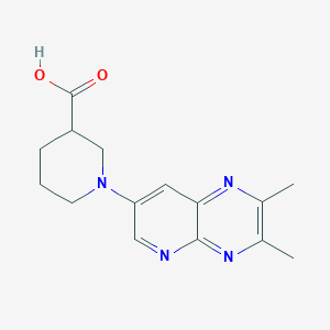 molecular formula C15H18N4O2 B1653028 1-(2,3-Dimethylpyrido[2,3-b]pyrazin-7-yl)-3-piperidinecarboxylic acid CAS No. 1706462-78-3