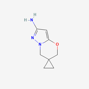 molecular formula C8H11N3O B1653030 Spiro[5,7-dihydropyrazolo[5,1-b][1,3]oxazine-6,1'-cyclopropane]-2-amine CAS No. 1707358-72-2