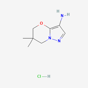 molecular formula C8H14ClN3O B1653033 6,6-Dimethyl-6,7-dihydro-5H-pyrazolo[5,1-b][1,3]oxazin-3-amine hydrochloride CAS No. 1707367-88-1