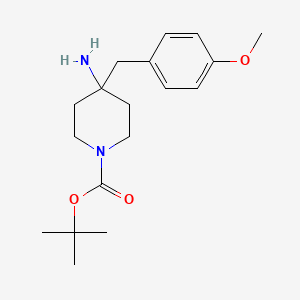 molecular formula C18H28N2O3 B1653042 tert-Butyl 4-amino-4-(4-methoxybenzyl)piperidine-1-carboxylate CAS No. 1707602-61-6