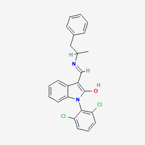molecular formula C24H20Cl2N2O B1653072 (Z)-1-(2',6'-Dichlorophenyl)-3-(alpha-methyl-beta-phenylethyl)aminomethylene-2-indolinone CAS No. 172371-94-7