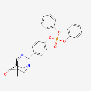 molecular formula C28H29N2O5P B1653087 5,7-Dimethyl-6-oxo-2-(4-(diphenoxyphosphoryloxy)phenyl)-1,3-diazaadamantane CAS No. 172881-98-0