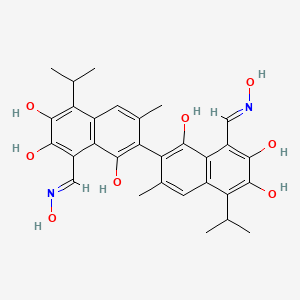 molecular formula C30H32N2O8 B1653100 Glossypol dioxime deriv. CAS No. 17337-96-1