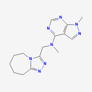 molecular formula C15H20N8 B1653227 N,1-dimethyl-N-({5H,6H,7H,8H,9H-[1,2,4]triazolo[4,3-a]azepin-3-yl}methyl)-1H-pyrazolo[3,4-d]pyrimidin-4-amine CAS No. 1795510-95-0