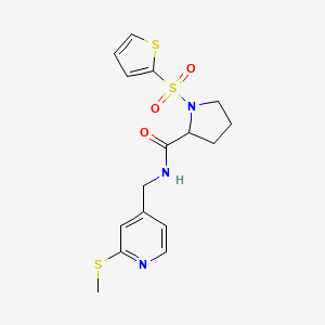 molecular formula C16H19N3O3S3 B1653233 N-{[2-(methylsulfanyl)pyridin-4-yl]methyl}-1-(thiophene-2-sulfonyl)pyrrolidine-2-carboxamide CAS No. 1796882-99-9