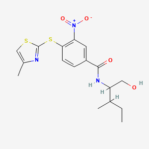 molecular formula C17H21N3O4S2 B1653240 N-(1-hydroxy-3-methylpentan-2-yl)-4-[(4-methyl-1,3-thiazol-2-yl)sulfanyl]-3-nitrobenzamide CAS No. 1797079-02-7