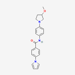 molecular formula C22H23N3O2 B1653256 N-(4-(3-methoxypyrrolidin-1-yl)phenyl)-4-(1H-pyrrol-1-yl)benzamide CAS No. 1797700-00-5