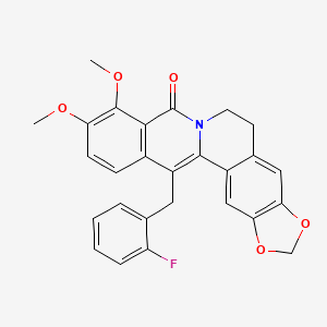 21-[(2-Fluorophenyl)methyl]-16,17-dimethoxy-5,7-dioxa-13-azapentacyclo[11.8.0.02,10.04,8.015,20]henicosa-1(21),2,4(8),9,15(20),16,18-heptaen-14-one