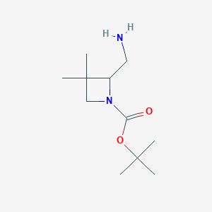 molecular formula C11H22N2O2 B1653313 Tert-butyl 2-(aminomethyl)-3,3-dimethylazetidine-1-carboxylate CAS No. 1803591-00-5