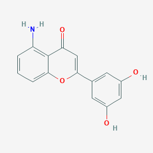 molecular formula C15H11NO4 B165362 5-Amino-2-(3,5-dihydroxyphenyl)chromen-4-one CAS No. 129974-46-5