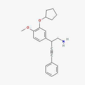 molecular formula C22H25NO2 B1653649 2-(3-Cyclopentyloxy-4-methoxy-phenyl)-4-phenyl-but-3-ynylamine hydrochloride CAS No. 188009-16-7