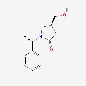 molecular formula C13H17NO2 B1653660 2-Pyrrolidinone, 4-(hydroxymethyl)-1-[(1S)-1-phenylethyl]-, (4S)- CAS No. 188641-35-2