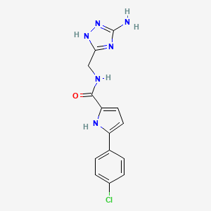 molecular formula C14H13ClN6O B1653664 N-[(5-amino-1H-1,2,4-triazol-3-yl)methyl]-5-(4-chlorophenyl)-1H-pyrrole-2-carboxamide CAS No. 1887240-54-1