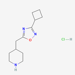 molecular formula C12H20ClN3O B1653716 4-[(3-Cyclobutyl-1,2,4-oxadiazol-5-yl)methyl]piperidine hydrochloride CAS No. 1909327-75-8