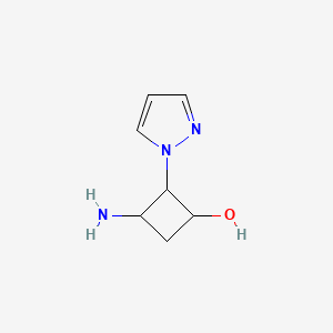 molecular formula C7H11N3O B1653718 3-Amino-2-(1H-pyrazol-1-yl)cyclobutan-1-ol CAS No. 1909336-44-2