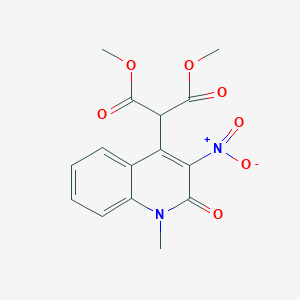 molecular formula C15H14N2O7 B1653751 Dimethyl 2-(1-methyl-3-nitro-2-oxoquinolin-4-yl)propanedioate CAS No. 193673-43-7