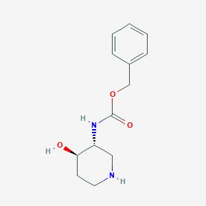 molecular formula C13H18N2O3 B1653776 Carbamic acid, N-[(3R,4R)-4-hydroxy-3-piperidinyl]-, phenylmethyl ester, rel- CAS No. 1951441-57-8