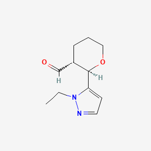molecular formula C11H16N2O2 B1653797 rac-(2R,3R)-2-(1-ethyl-1H-pyrazol-5-yl)oxane-3-carbaldehyde CAS No. 1955557-99-9