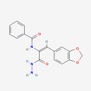 molecular formula C17H15N3O4 B1653828 N-[(E)-1-(1,3-benzodioxol-5-yl)-3-hydrazinyl-3-oxoprop-1-en-2-yl]benzamide CAS No. 19746-83-9