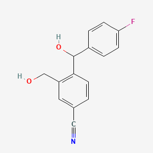 molecular formula C15H12FNO2 B1653966 4-[(4-Fluorophenyl)hydroxymethyl]-3-(hydroxymethyl)benzenecarbonitrile CAS No. 207680-98-6
