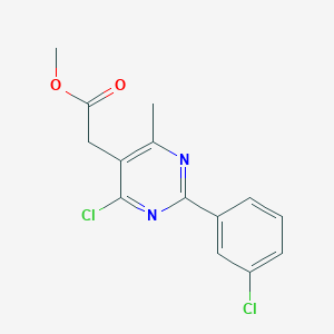 molecular formula C14H12Cl2N2O2 B1654053 Methyl 2-[4-chloro-2-(3-chlorophenyl)-6-methylpyrimidin-5-yl]acetate CAS No. 2096987-08-3