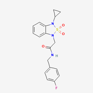 2-(3-cyclopropyl-2,2-dioxo-1,3-dihydro-2lambda6,1,3-benzothiadiazol-1-yl)-N-[(4-fluorophenyl)methyl]acetamide