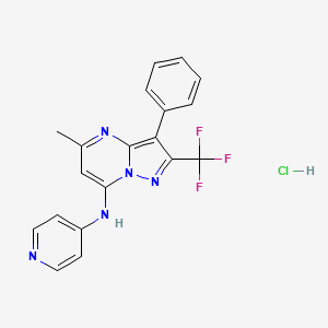 molecular formula C19H15ClF3N5 B1654085 Pyrazolo[1,5-a]pyrimidin-7-amine, 5-methyl-3-phenyl-N-4-pyridinyl-2-(trifluoromethyl)-, hydrochloride (1:1) CAS No. 2097937-86-3