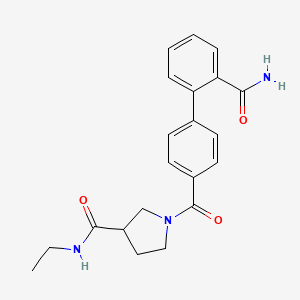 molecular formula C21H23N3O3 B1654123 1-[4-(2-Carbamoylphenyl)benzoyl]-N-ethylpyrrolidine-3-carboxamide CAS No. 2108200-00-4
