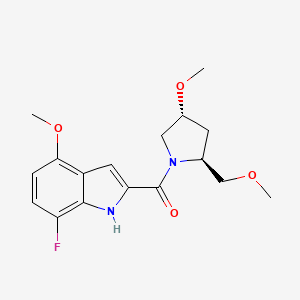 molecular formula C17H21FN2O4 B1654125 (7-Fluoro-4-methoxy-1H-indol-2-yl)-[(2S,4R)-4-methoxy-2-(methoxymethyl)pyrrolidin-1-yl]methanone CAS No. 2108340-00-5
