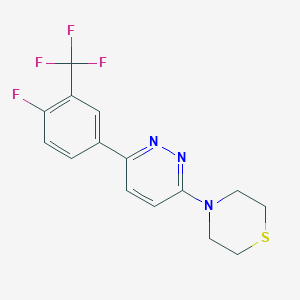 molecular formula C15H13F4N3S B1654127 4-[6-[4-Fluoro-3-(trifluoromethyl)phenyl]pyridazin-3-yl]thiomorpholine CAS No. 2108442-34-6