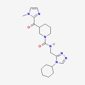 molecular formula C20H29N7O2 B1654136 N-[(4-Cyclohexyl-1,2,4-triazol-3-YL)methyl]-3-(1-methylimidazole-2-carbonyl)piperidine-1-carboxamide CAS No. 2108750-70-3