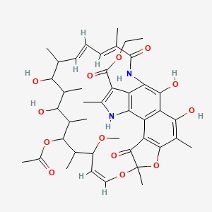 Ethyl (9Z,19E,21E)-13-acetyloxy-2,15,17,32-tetrahydroxy-11-methoxy-3,7,12,14,16,18,22,28-octamethyl-6,23-dioxo-8,33-dioxa-24,29-diazapentacyclo[23.6.1.14,7.05,31.026,30]tritriaconta-1(31),2,4,9,19,21,25(32),26(30),27-nonaene-27-carboxylate