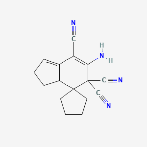 Spiro(cyclopentane-1,4'-(4H)indene)-5',5',7'(2'H)-tricarbonitrile, 6'-amino-3',3'a-dihydro-