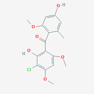 molecular formula C17H17ClO6 B1654236 Methanone, (3-chloro-2-hydroxy-4,6-dimethoxyphenyl)(4-hydroxy-2-methoxy-6-methylphenyl)- CAS No. 2151-17-9