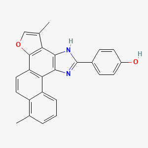 molecular formula C25H18N2O2 B1654247 4-(4,9-dimethyl-1H-furo[2',3':1,2]phenanthro[3,4-d]imidazol-2-yl)phenol CAS No. 2165332-90-9