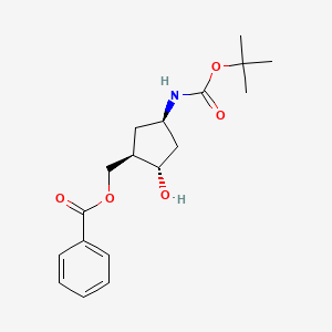 ((1R,2S,4R)-4-((tert-butoxycarbonyl)amino)-2-hydroxycyclopentyl)methyl benzoate