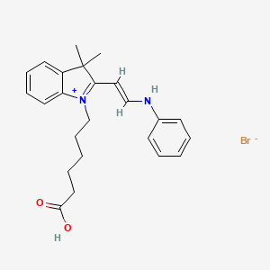 molecular formula C24H29BrN2O2 B1654315 6-[2-[(E)-2-Anilinoethenyl]-3,3-dimethylindol-1-ium-1-yl]hexanoic acid;bromide CAS No. 220143-57-7