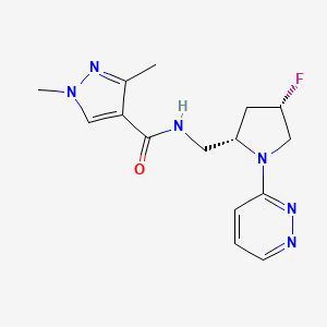 N-[[(2S,4S)-4-Fluoro-1-pyridazin-3-ylpyrrolidin-2-yl]methyl]-1,3-dimethylpyrazole-4-carboxamide