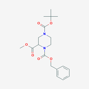 molecular formula C19H26N2O6 B165450 1-Benzyl 4-tert-butyl 2-methyl piperazine-1,2,4-tricarboxylate CAS No. 126937-42-6
