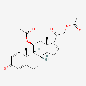 molecular formula C25H30O6 B1654506 Pregna-1,4,16-triene-3,20-dione, 11,21-bis(acetyloxy)-, (11beta)- CAS No. 23825-05-0